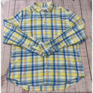 Crown & Ivy Button Up Shirt Mens XL Plaid Long Sleeves Collared Cotton Blend